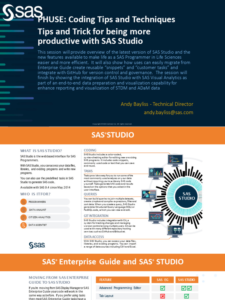 Enhancing Productivity with SAS Studio | PDF | Sas (Software) | Statistics