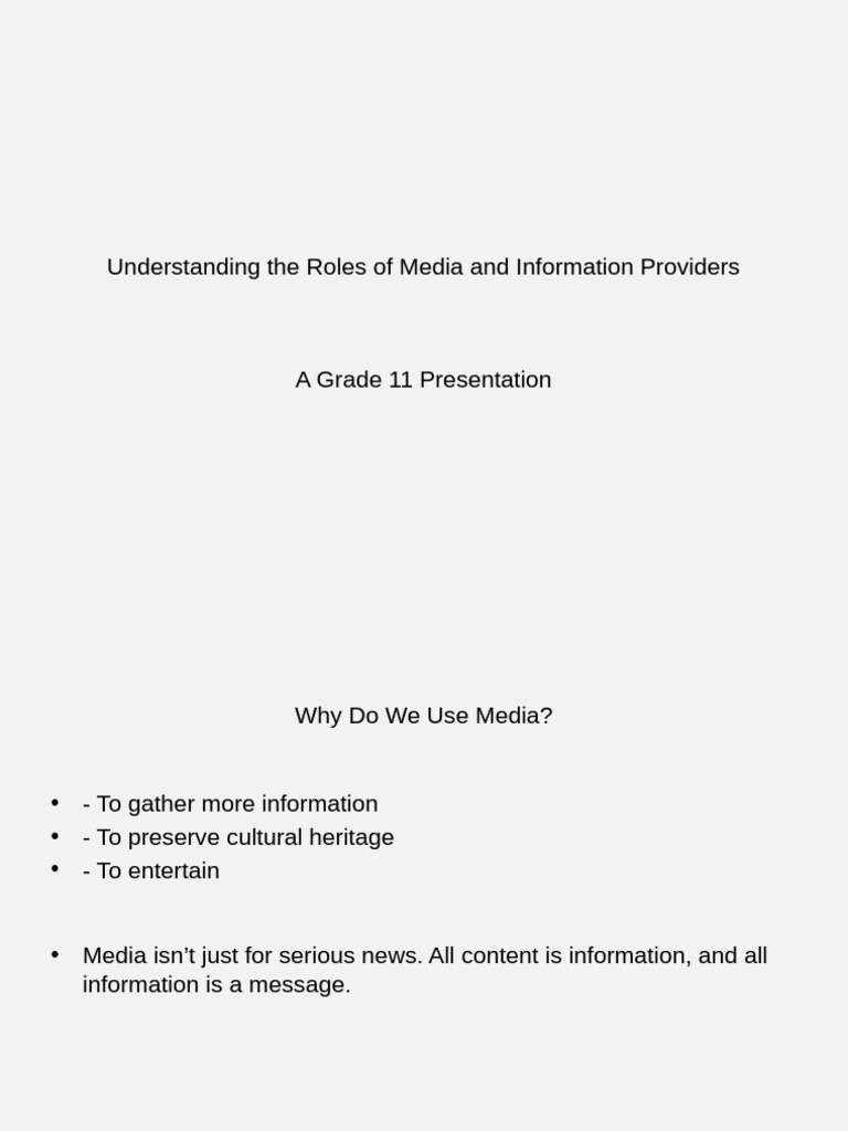 Roles of Media and Information Providers | PDF