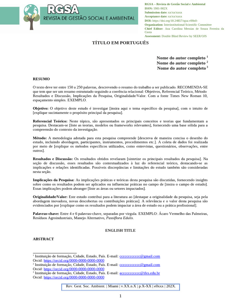 Rgsa Template para Os Autores Port | PDF | Citação | Equações