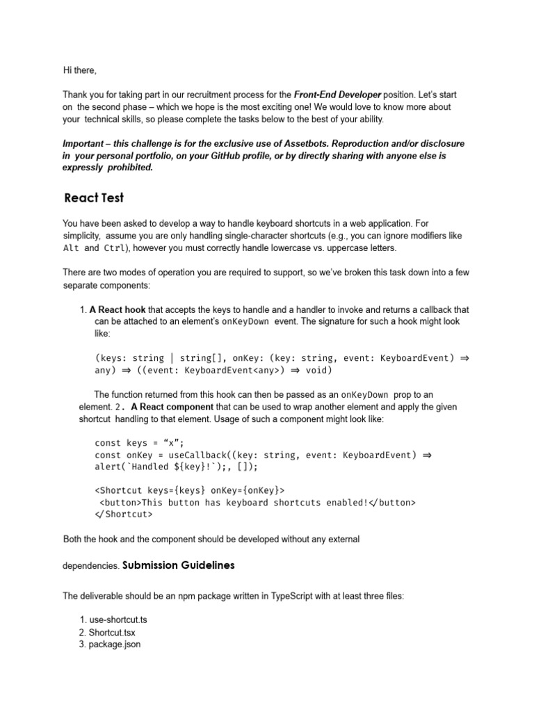 Front-End Developer React Challenge | PDF | Computer Programming ...