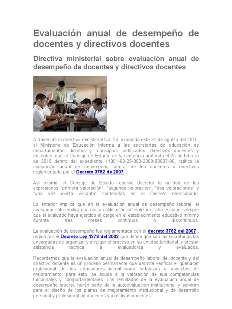 Evaluación Anual de Desempeño Docente | PDF | Desarrollo personal ...