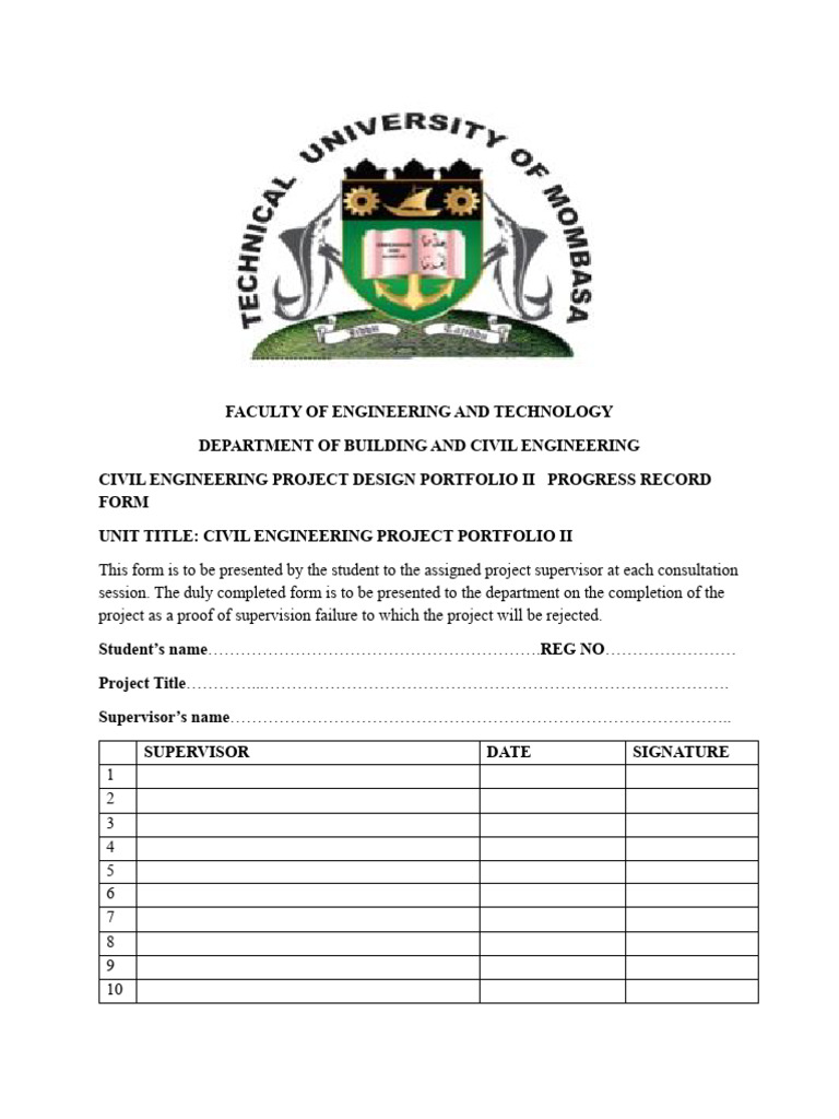 Civil Engineering Project Portfolio II Form | PDF