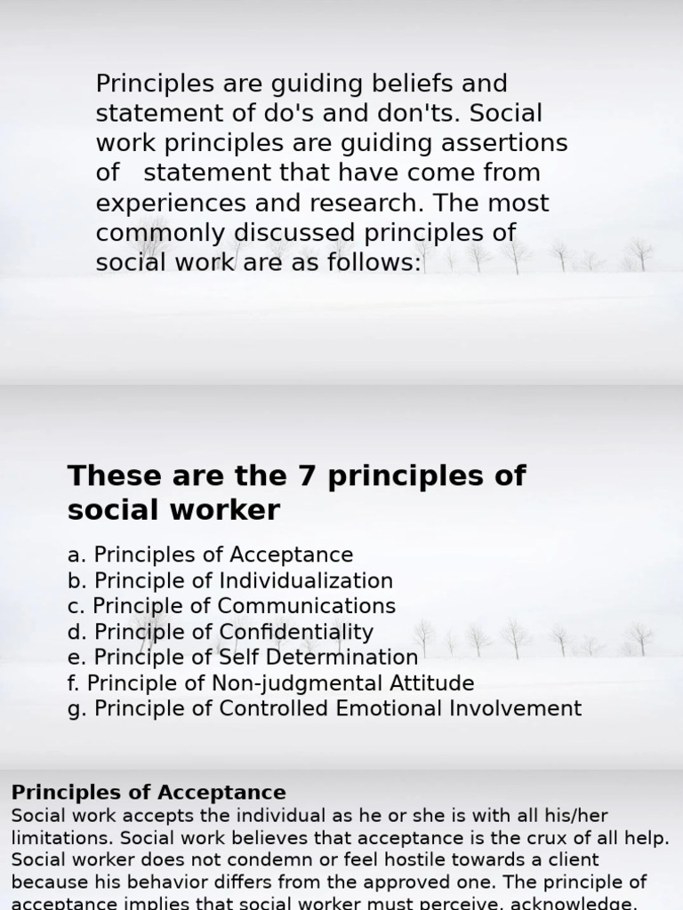 7 Principles of Social Work Explained | PDF | Attitude (Psychology ...
