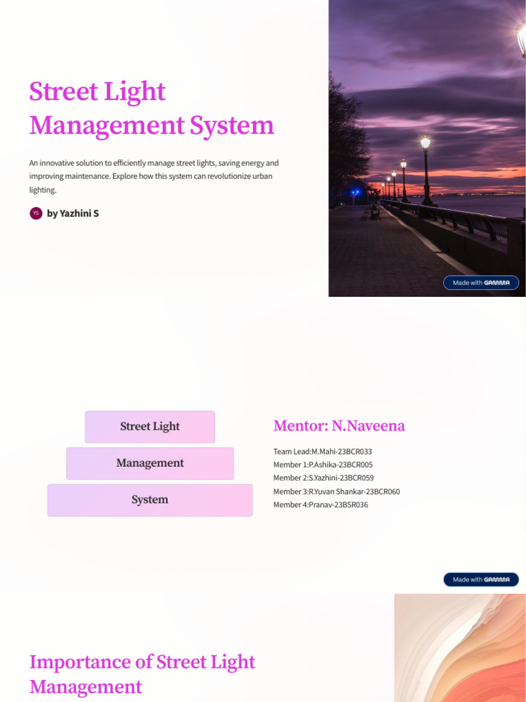 Smart Street Light Management System | PDF | Street Light | Lighting