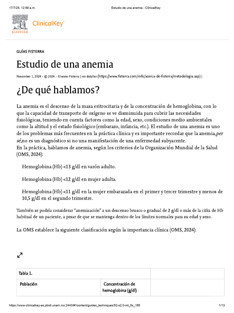 Estudio de Una Anemia - ClinicalKey | PDF | Anemia | Sangre