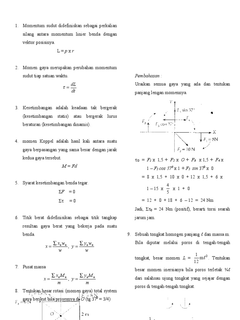 Rumus dan Satuan Momentum Sudut | PDF
