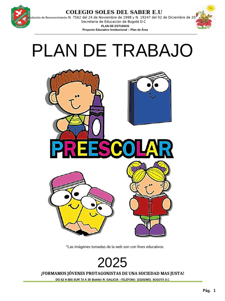 Plan de Trabajo Preescolar 2025 | PDF | Educación de la primera ...