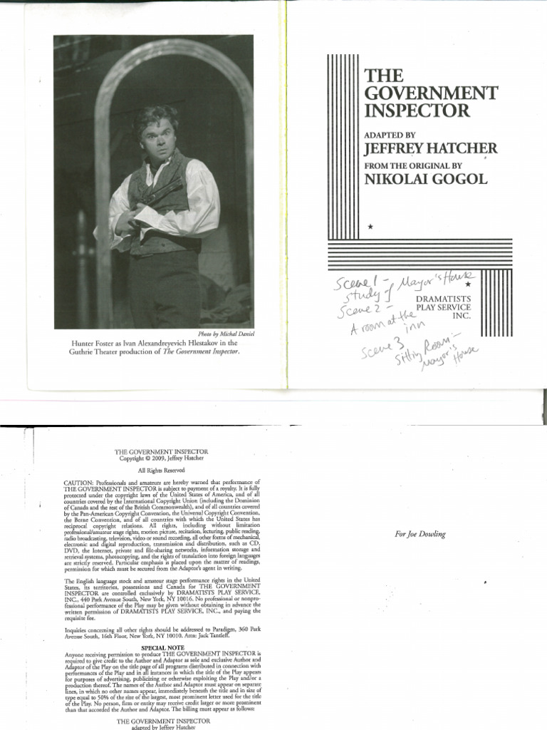 ACTING The Government Inspector SCRIPT | PDF