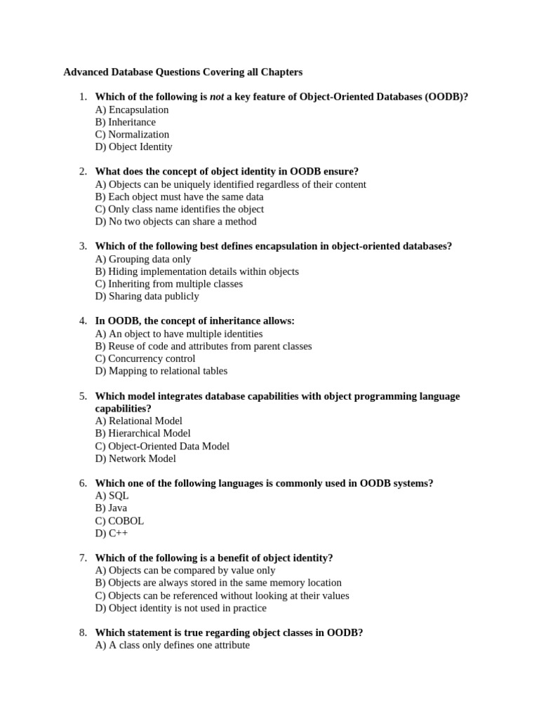 Advanced Database Concepts and Questions | PDF | Database Transaction ...