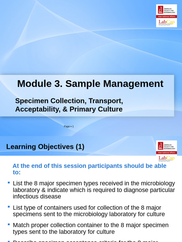 Microbiology Specimen Management Guide | PDF | Medicine | Clinical Medicine