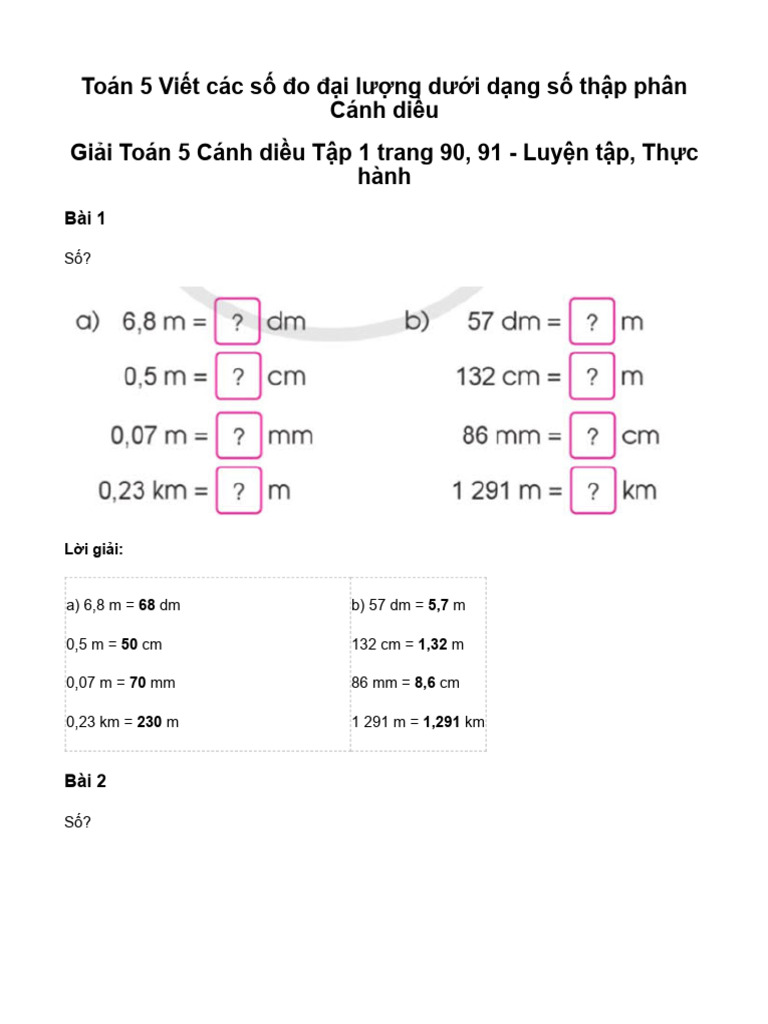 Toan Lop 5 Trang 90 Canh Dieu | PDF