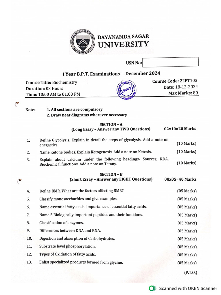 Biochemistry Pyq | PDF