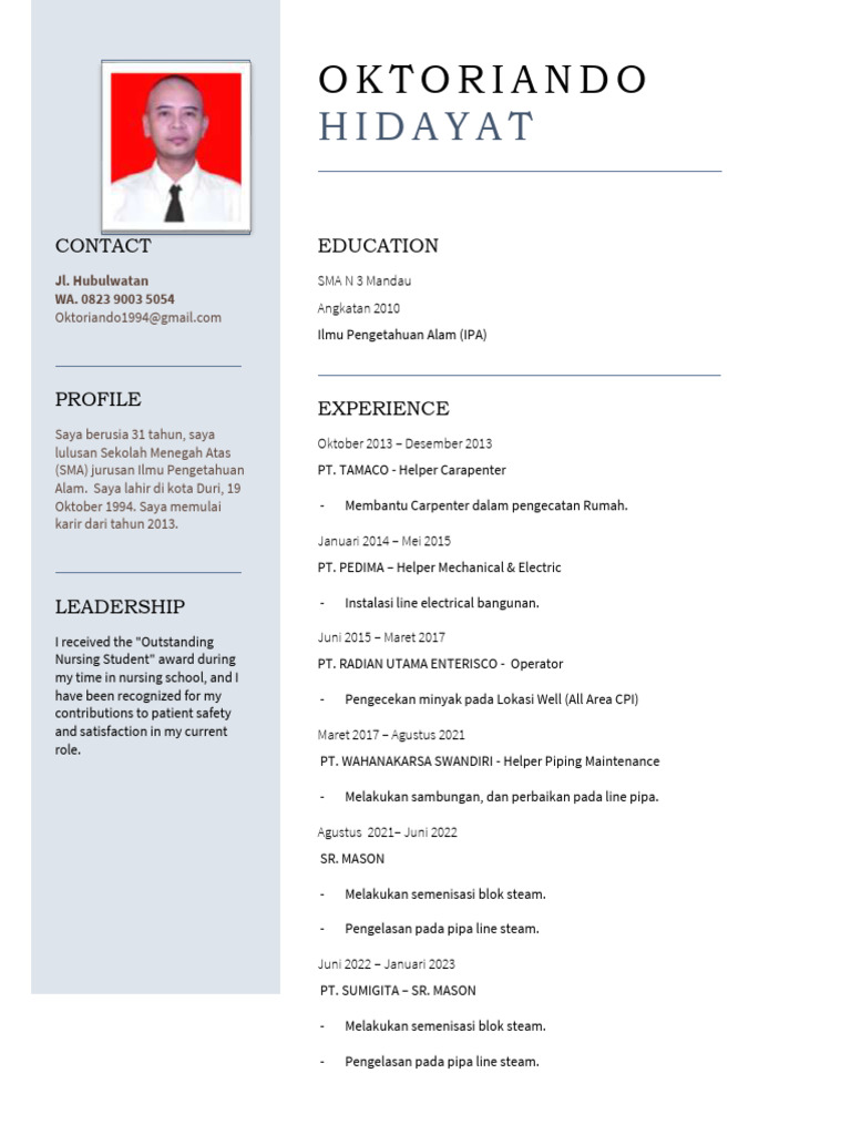 CV Okto Riando | PDF