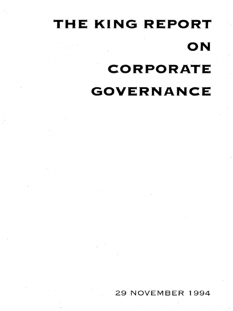 First King Code On Corporate Governance | PDF