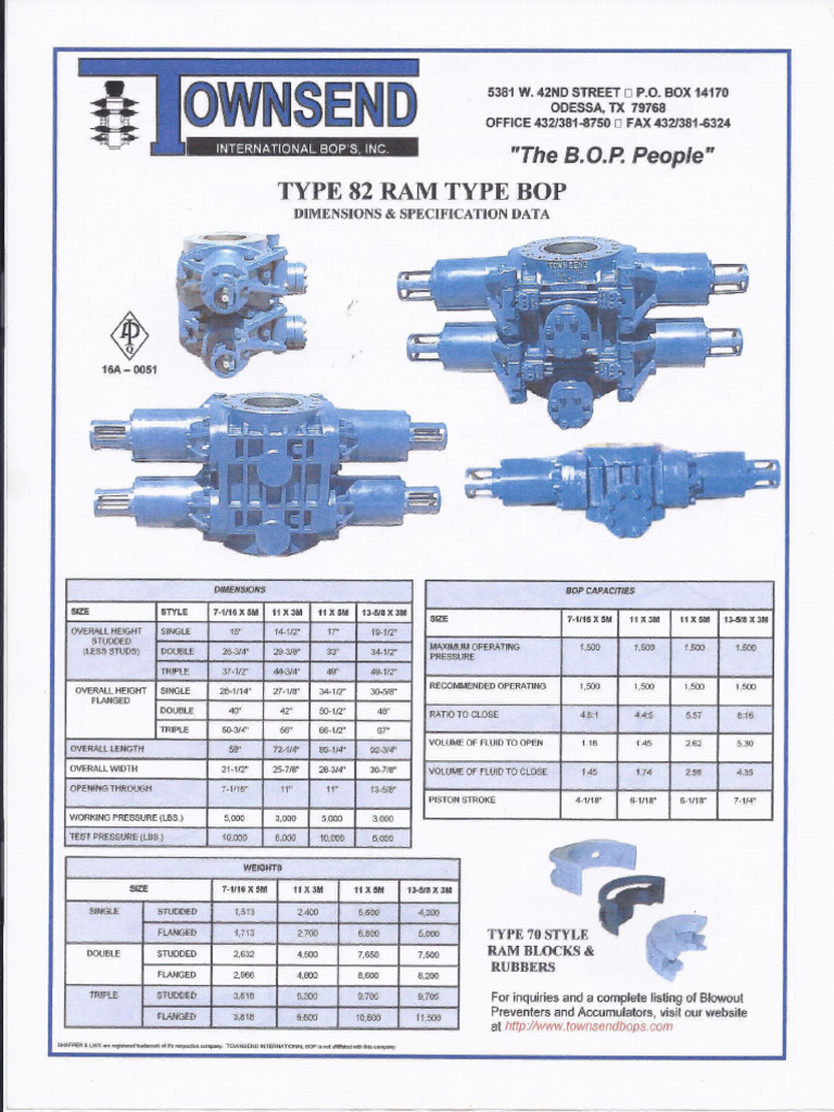 Townsend 82 Ram Type BOP Manual | PDF
