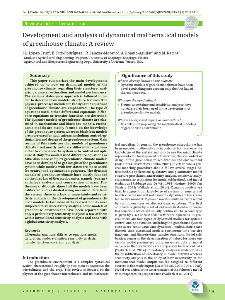 López Cruz Et Al Development and Analysis of Dynamical Mathematical ...