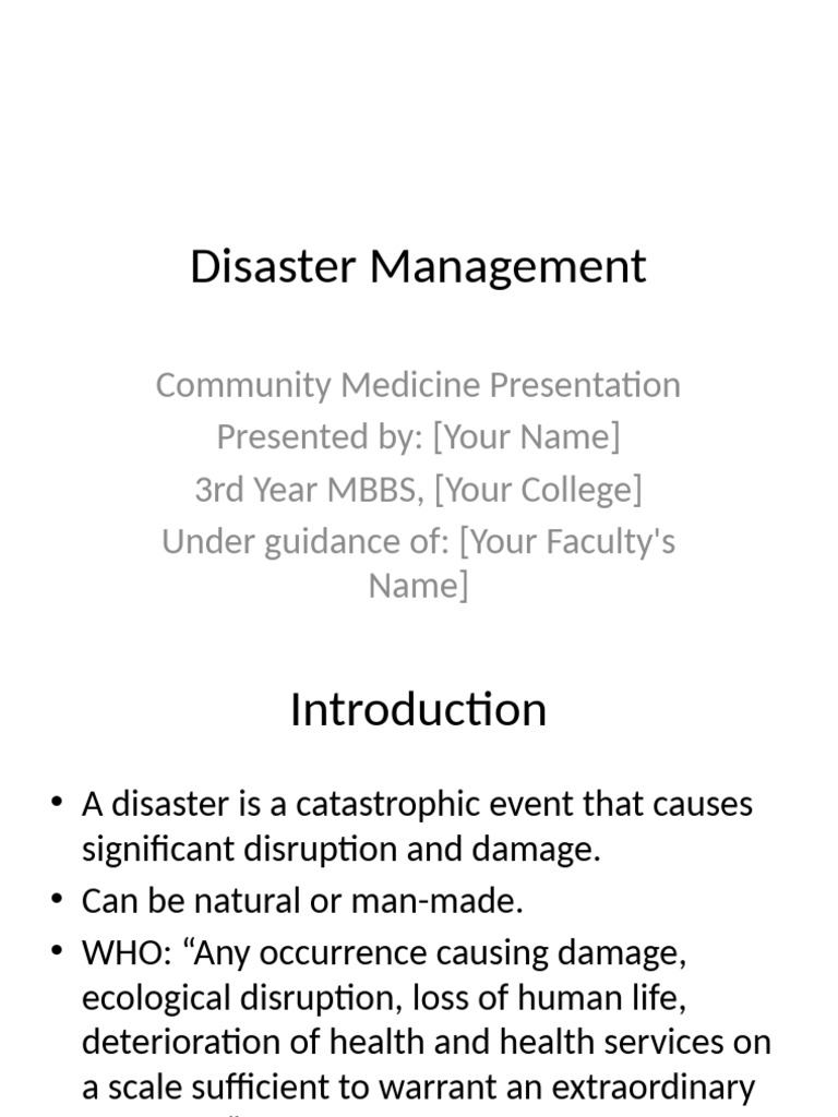 Disaster Management in Community Medicine | PDF | Emergency Management ...