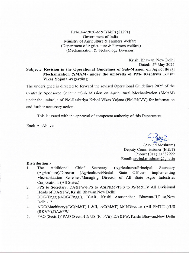 SMAM Operational Guidelines 2025 | PDF | Agriculture | Agricultural ...