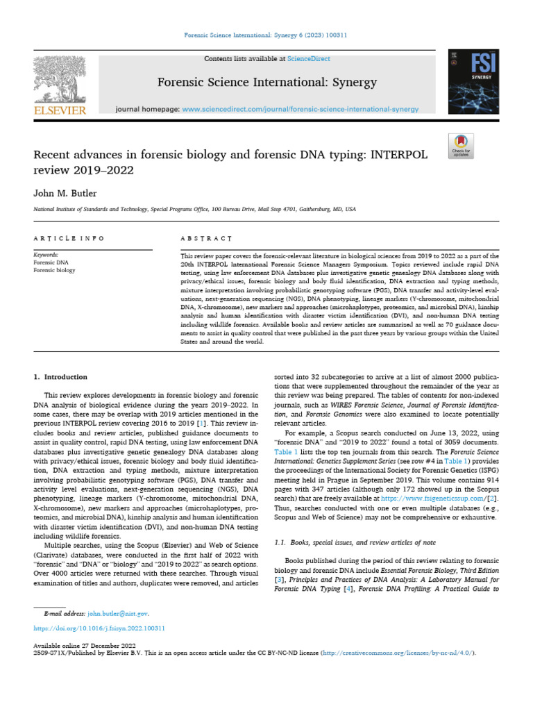 Advances in Forensic DNA Analysis 2019-2022 | PDF | Dna Profiling ...