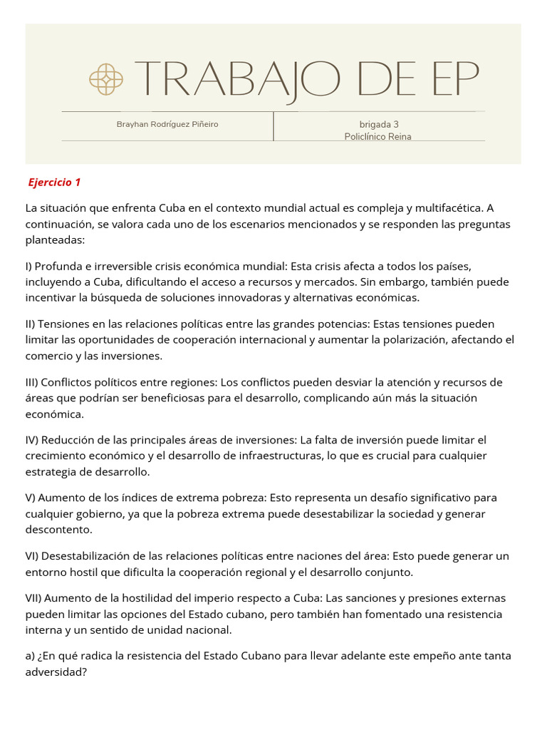 Tarea Evaluativa - 20240909 - 131345 - 0000 | PDF | Cuba | Sustentabilidad