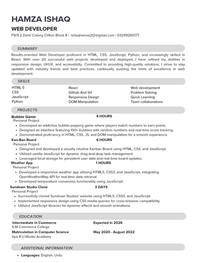 Web Developer Portfolio: Projects & Skills | PDF | Java Script | Html5