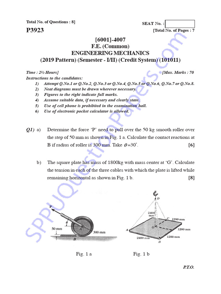 Be First Year Fe Engineering Semester 2 2023 May Engineering Mechanics ...