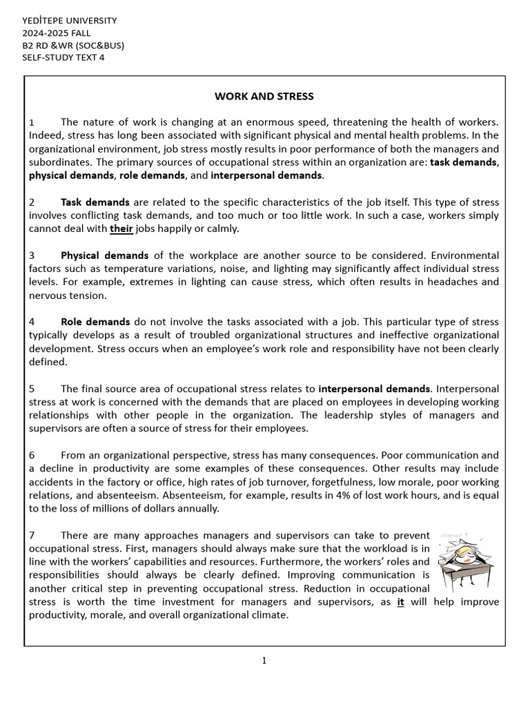 Work Stress: Causes and Solutions | PDF | Occupational Stress | Stress ...