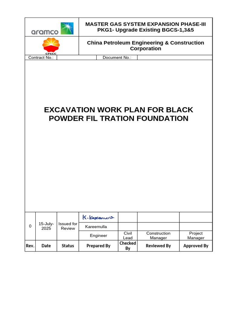 Excavation Plan for Black Powder Filtration | PDF | Ambulance | Trench