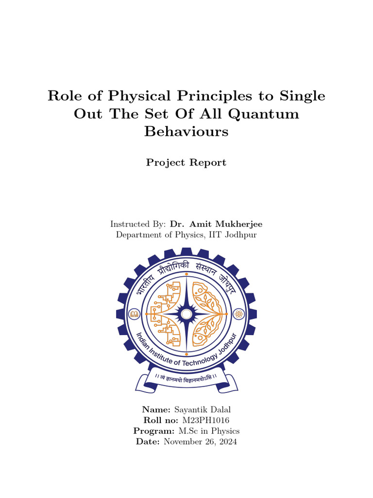 Final Project Report Rough | PDF | Quantum Entanglement | Physics