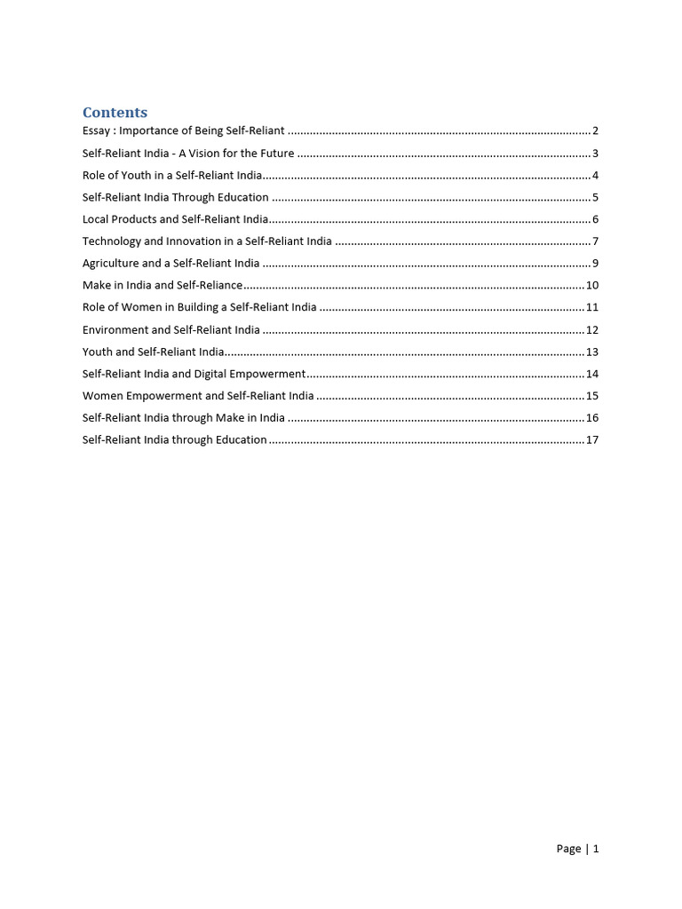 Building a Self-Reliant India: Key Roles | PDF | Agriculture