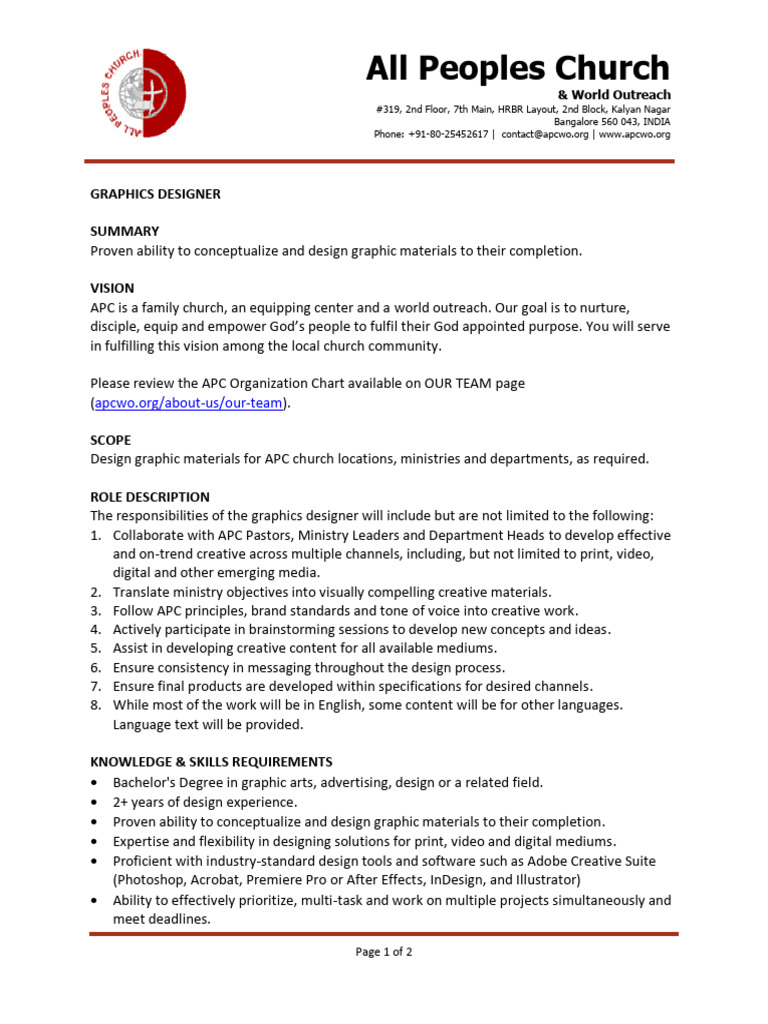 Graphic Designer Role at APC | PDF | Communication | Human Communication