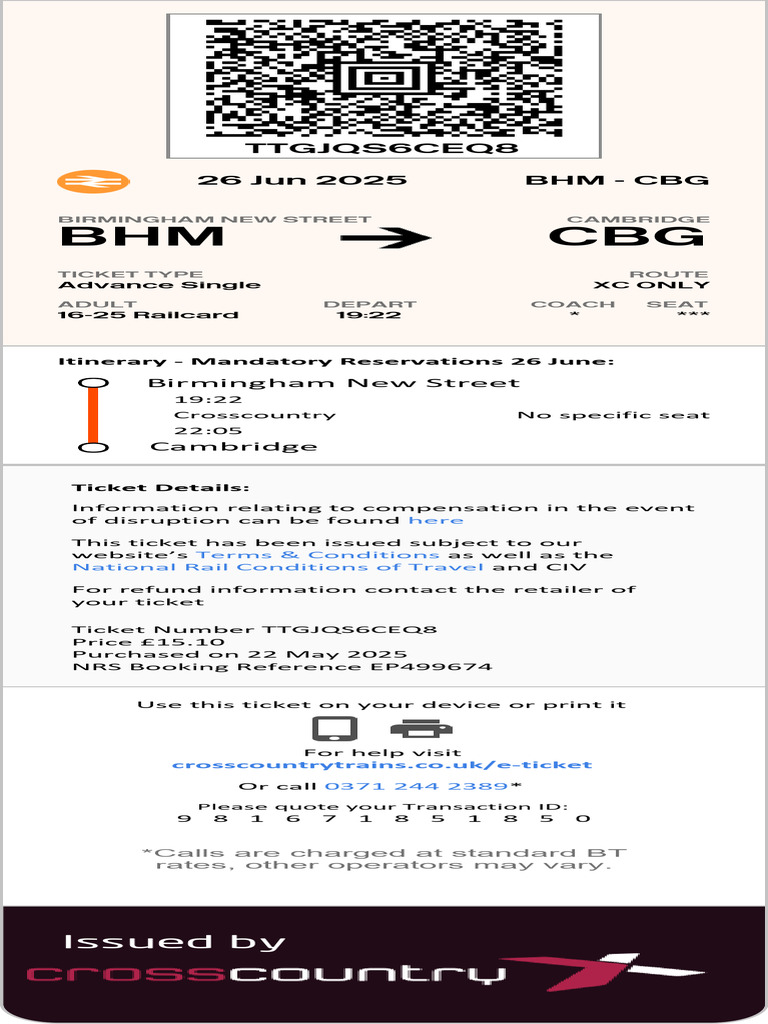 Train Ticket QR Code Details | PDF