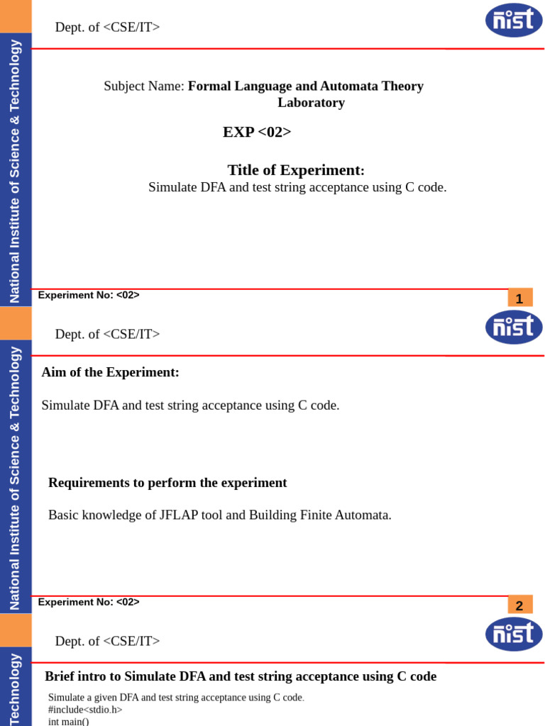 Simulate DFA with C Code Tutorial | PDF | Automata Theory | String ...