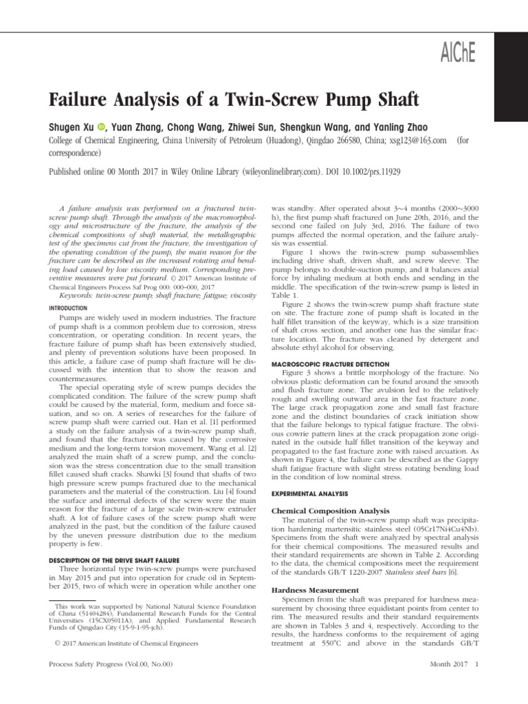 Twin-Screw Pump Shaft Failure Analysis | PDF | Fracture | Fatigue ...