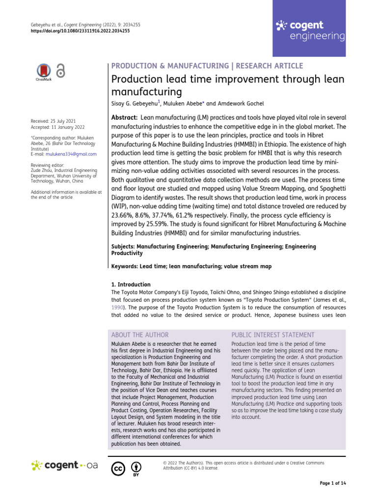 Lean Manufacturing for Lead Time Reduction | PDF | Lean Manufacturing ...
