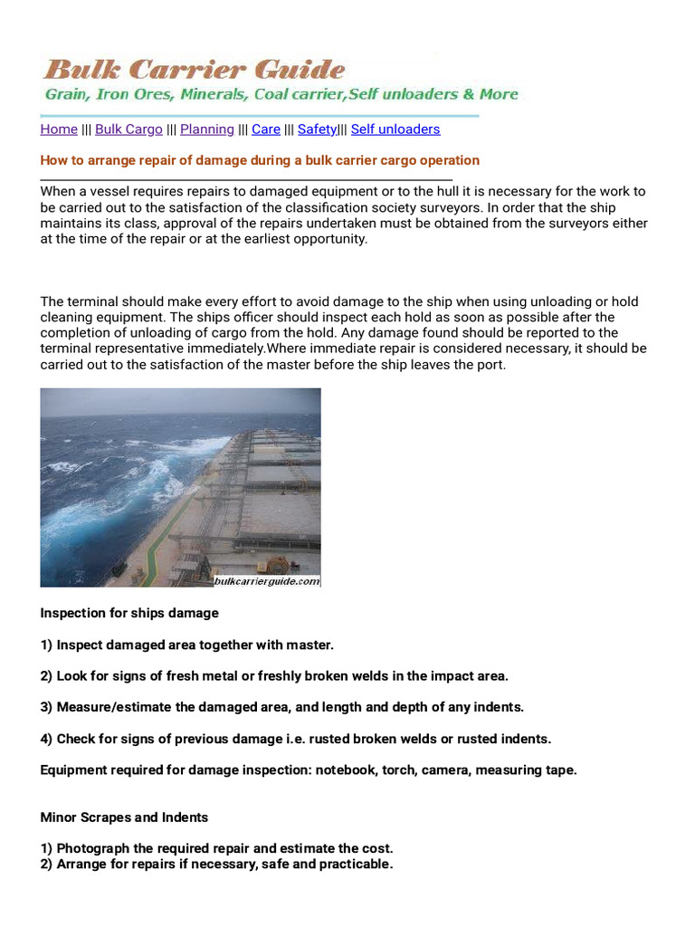 Bulk Carrier Damage Repair Guide | PDF | Ships | Shipping