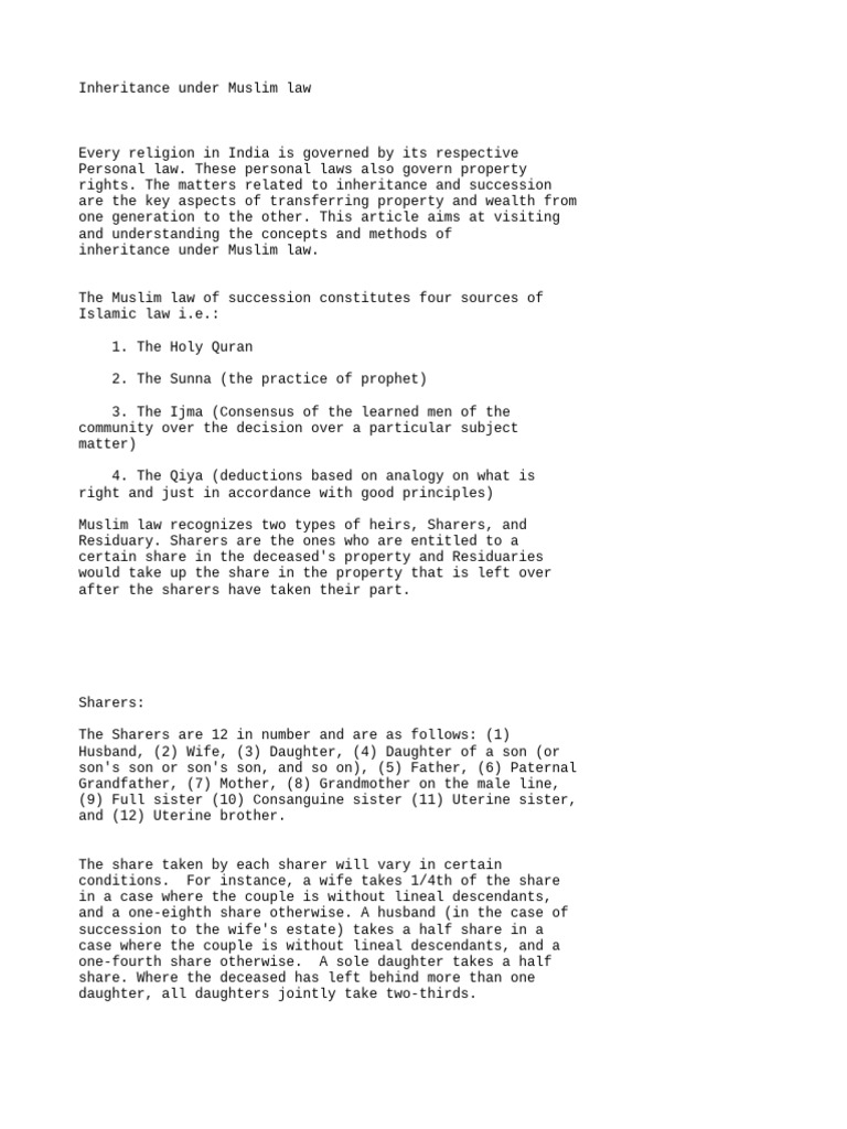 Understanding Muslim Inheritance Law | PDF | Inheritance | Sharia