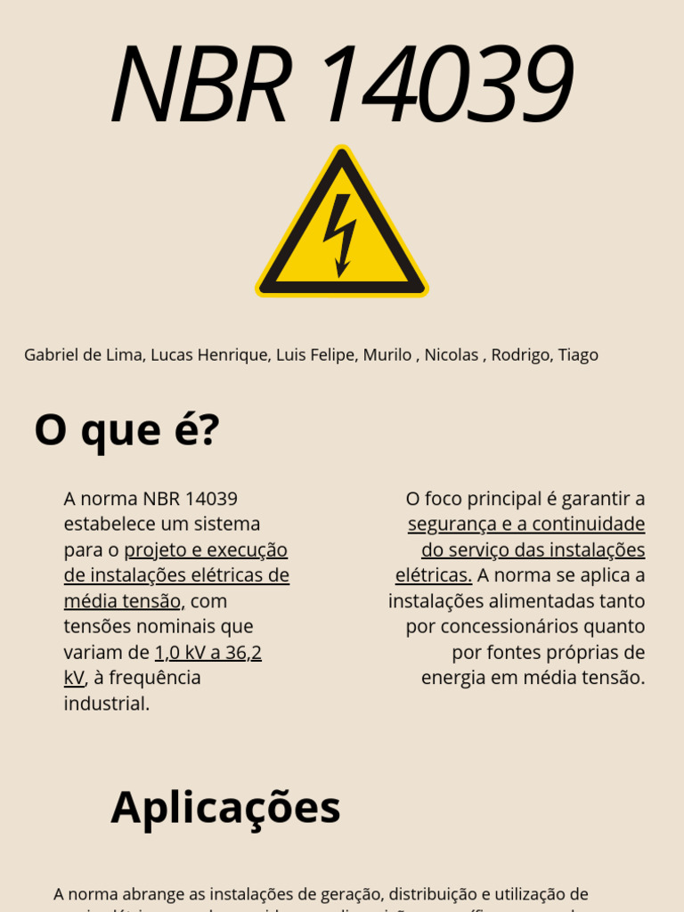 NBR 14039 | PDF | Fiação elétrica | Eletricidade