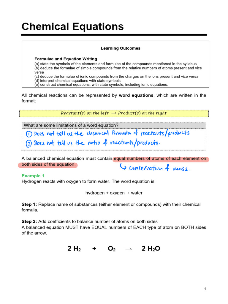 Chemical Equations and Balancing Guide | PDF | Chemical Compounds | Oxide