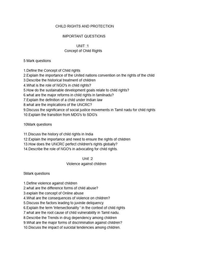 Kss. Child Rights and Protection | PDF | Children's Rights | Child ...