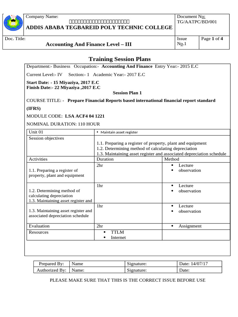 Accounting Training Session Plans | PDF | Revenue | Accounting