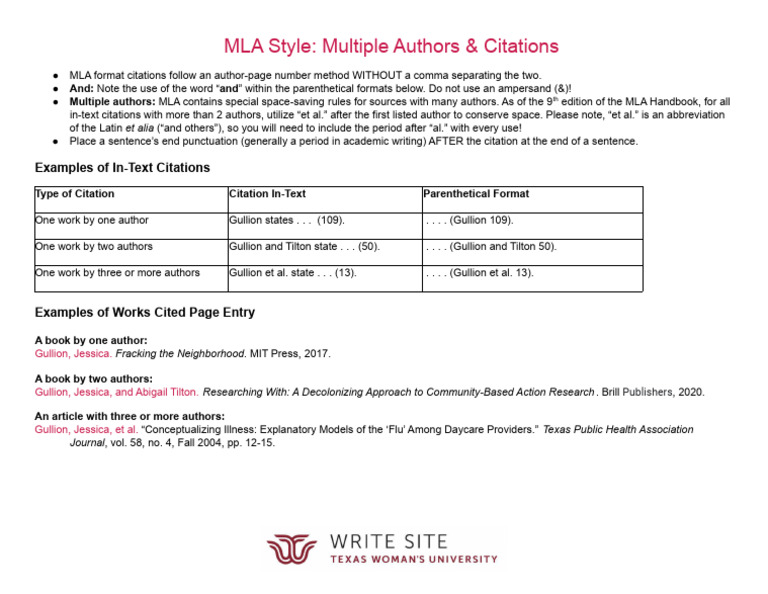 MLA Citations for Multiple Authors | PDF