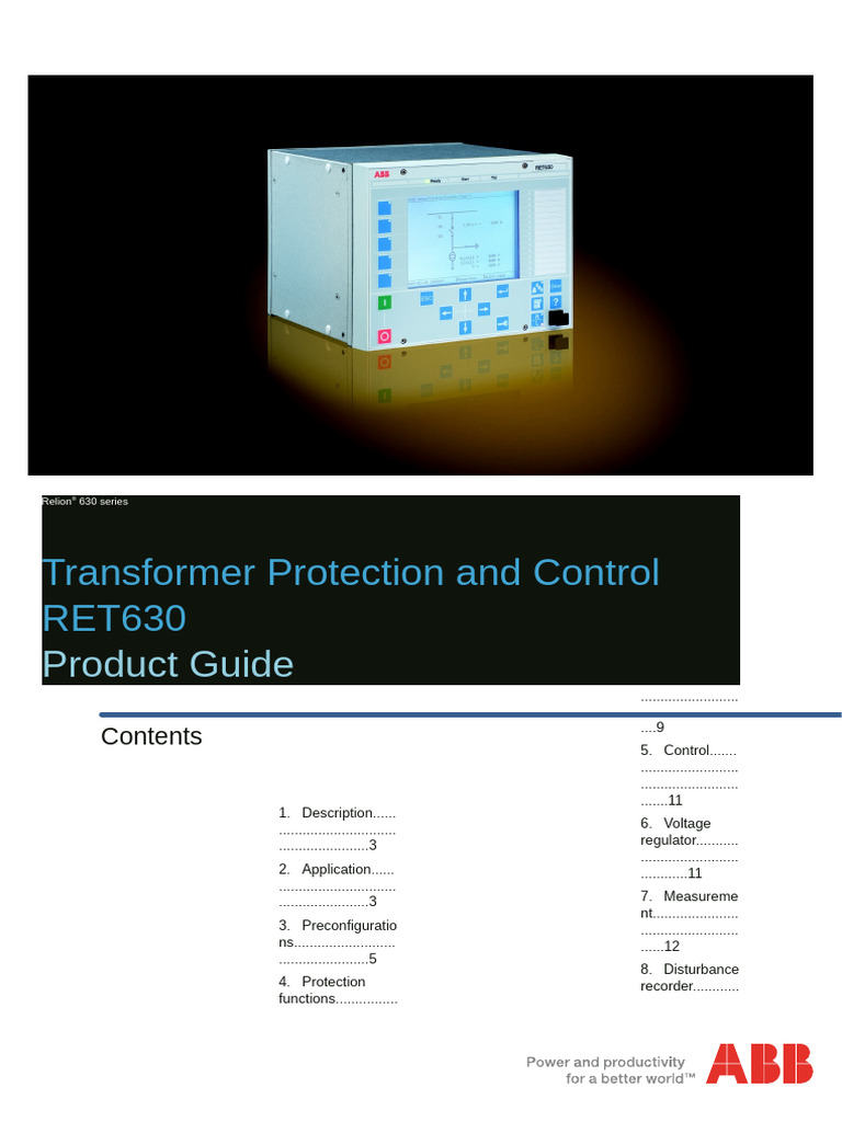 RET630 Transformer Protection Manual | PDF | Transformer | Ac Power