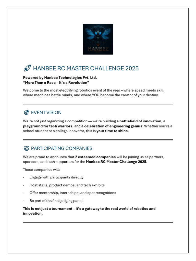 Hanbee RC Master Challenge 2025 | PDF