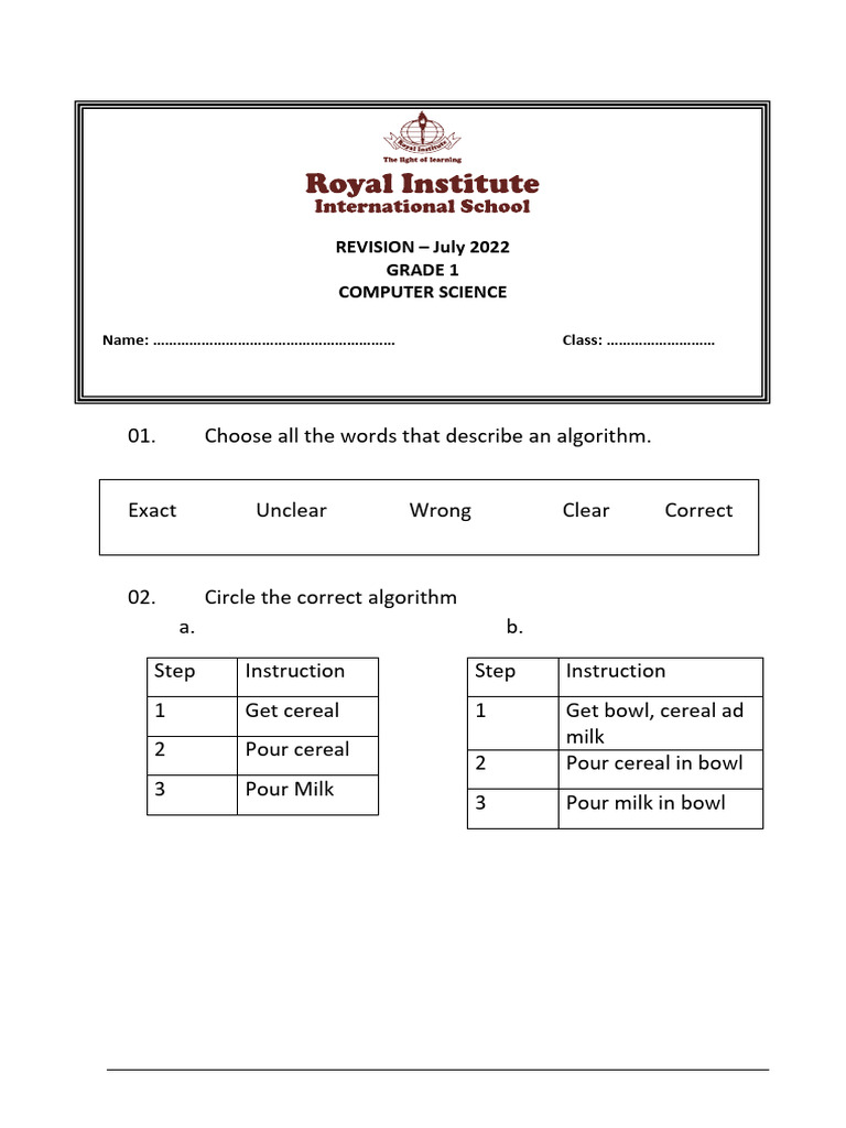 Grade 1 Computer Science Activities | PDF | Computer File | Software
