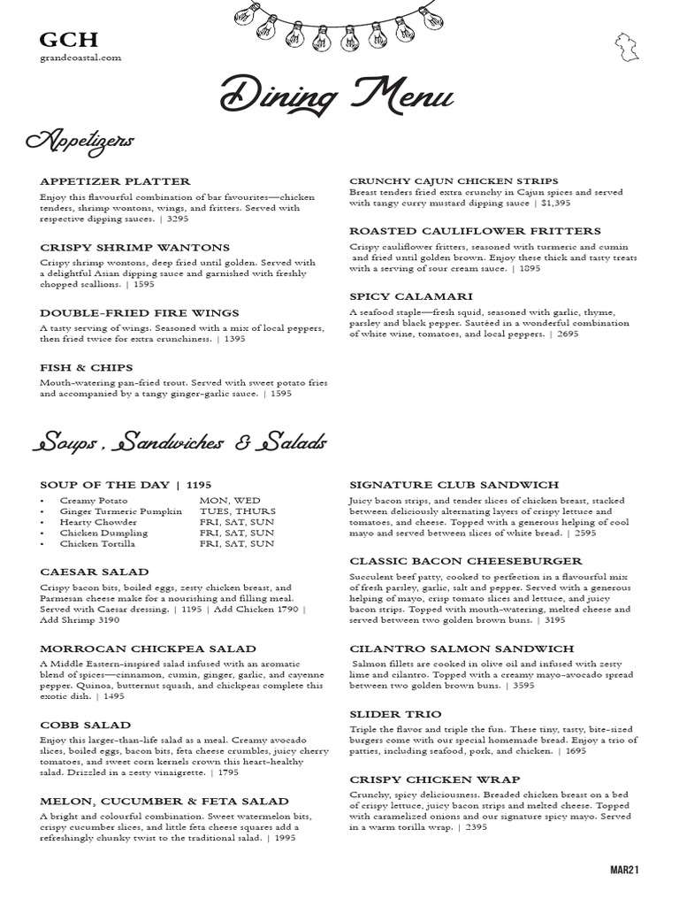 Grandcoastal - 2021-03-05 - GCH - Dining Menu - Revision 4 (2376) | PDF ...