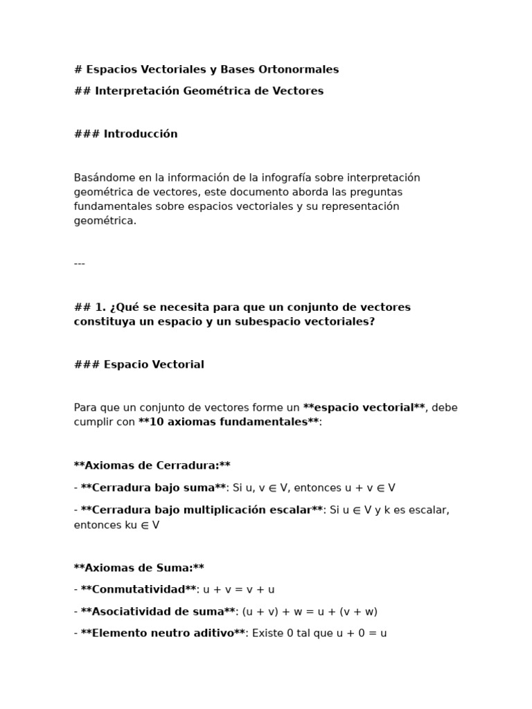 Espacios Vectoriales y Bases Ortonormales | PDF | Base (álgebra lineal ...