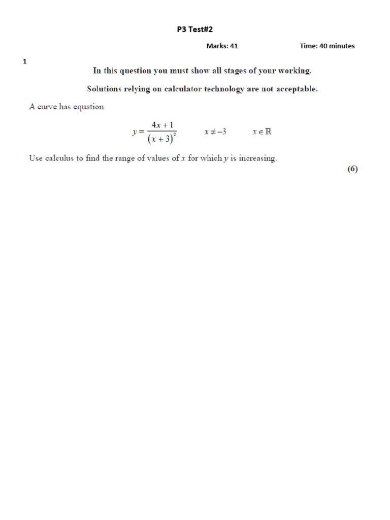 P3 Test#2: Marks: 41 Time: 40 Minutes 1 | PDF