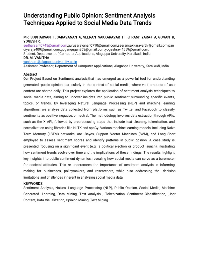 Sentiment Analysis of Social Media Trends | PDF