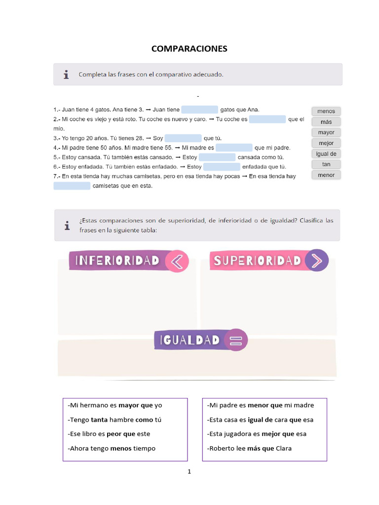 Ficha Comparaciones | PDF